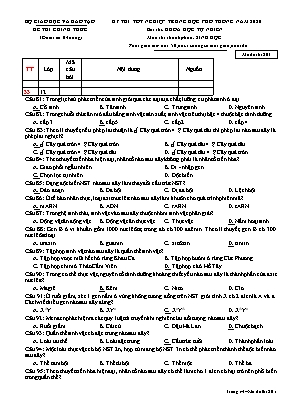 Đề thi Tốt nghiệp Trung học Phổ thông môn Sinh học năm 2020 - Mã đề 201